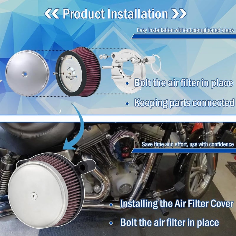 GEATaaT 18-760 Air Cleaner Outer Cover for Billet Sucker and Big Sucker Stage, Chrome Cover Compatible with Most Harley Davidson Models - Image 5